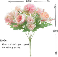 Load image into Gallery viewer, KIRIFLY Artificial Flowers, Fake Peony Silk Hydrangea Bouquet Decor Plastic Carnations Realistic Flower Arrangements Wedding Decoration Table Centerpieces