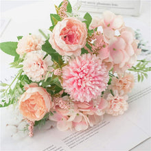 Load image into Gallery viewer, KIRIFLY Artificial Flowers, Fake Peony Silk Hydrangea Bouquet Decor Plastic Carnations Realistic Flower Arrangements Wedding Decoration Table Centerpieces