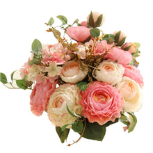 Load image into Gallery viewer, KIRIFLY Artificial Fake Flowers Plants Silk Rose Flower Arrangements Wedding Bouquets Decorations Plastic Floral Table Centerpieces Home Kitchen Garden Party Décor (Pink Champagne)