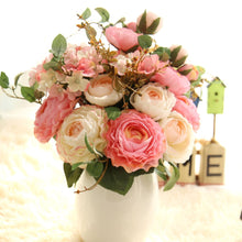 Load image into Gallery viewer, KIRIFLY Artificial Fake Flowers Plants Silk Rose Flower Arrangements Wedding Bouquets Decorations Plastic Floral Table Centerpieces Home Kitchen Garden Party Décor (Pink Champagne)