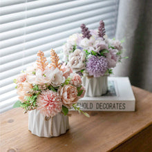 Load image into Gallery viewer, KIRIFLY Artificial Flowers Fake Peony Silk Hydrangea Flower with Vase Flower Décor Arrangements for Wedding Decoration Table Centerpieces