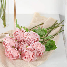 Load image into Gallery viewer, KIRIFLY Artificial Flowers, Fake Peony Flowers Silk 6pcs Flower Arrangements Decorations Plastic Flower Bouquet Decor Wedding Table Centerpieces (Pink)