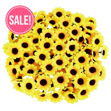 Load image into Gallery viewer, 100pcs Mini Artificial Silk Yellow Sunflower Heads