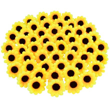 Load image into Gallery viewer, 100pcs Mini Artificial Silk Yellow Sunflower Heads